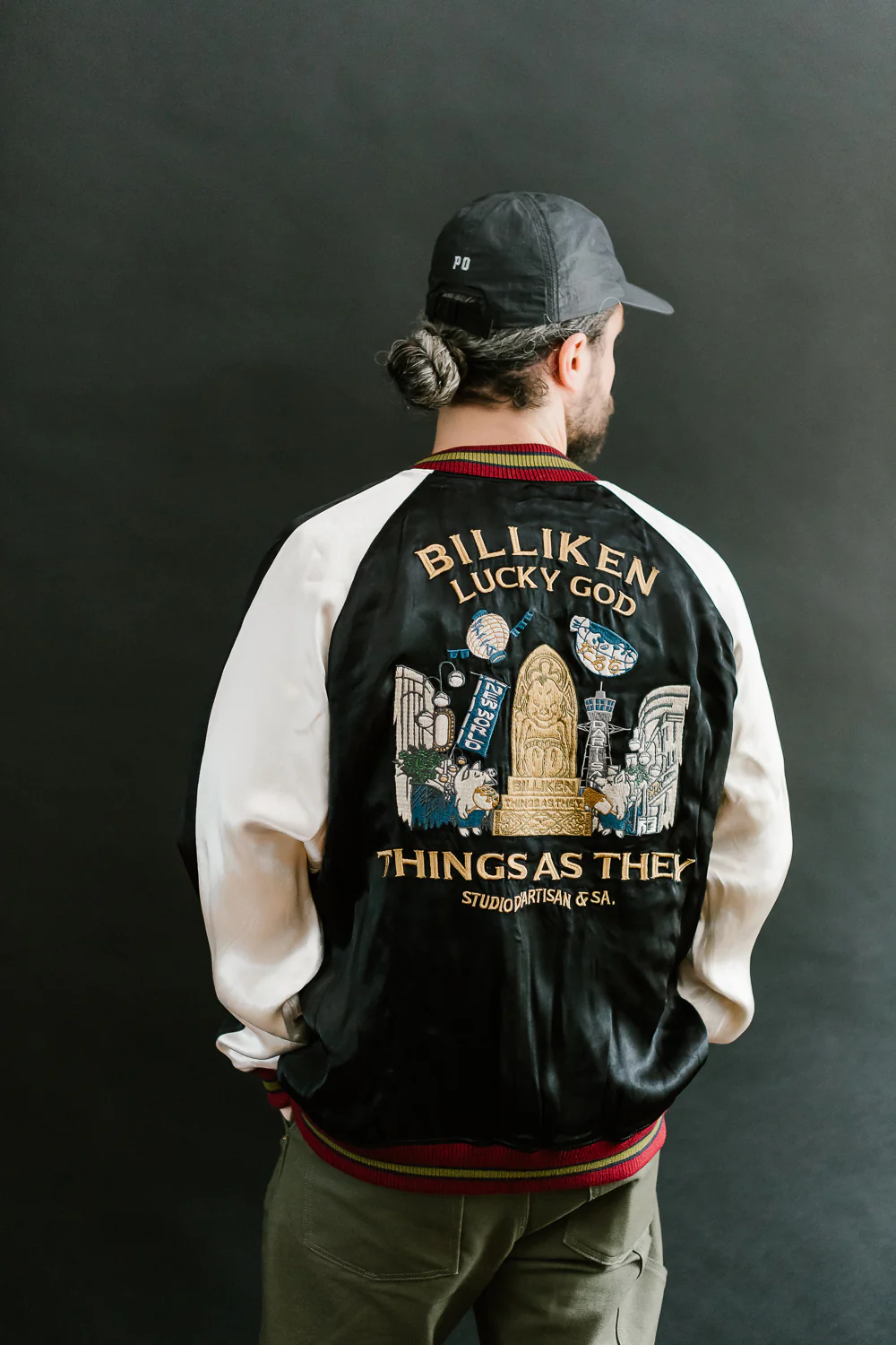 BILLI-002 - Billiken Collaboration Satin Sukajan Souvenir Jacket - Black x Green - Image 21