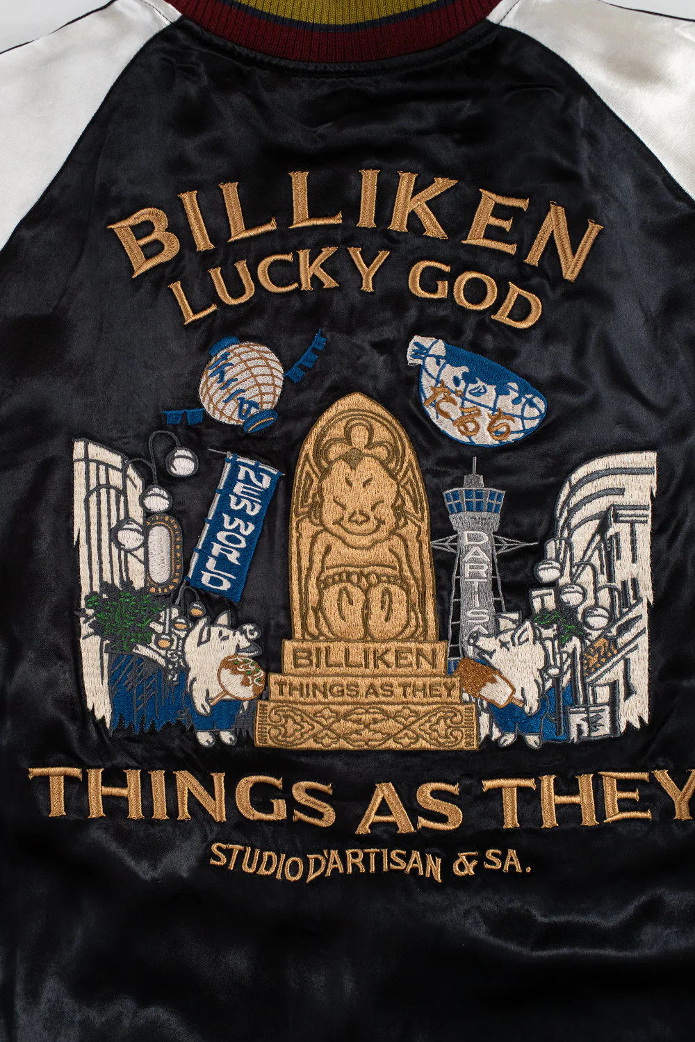BILLI-002 - Billiken Collaboration Satin Sukajan Souvenir Jacket - Black x Green - Image 27