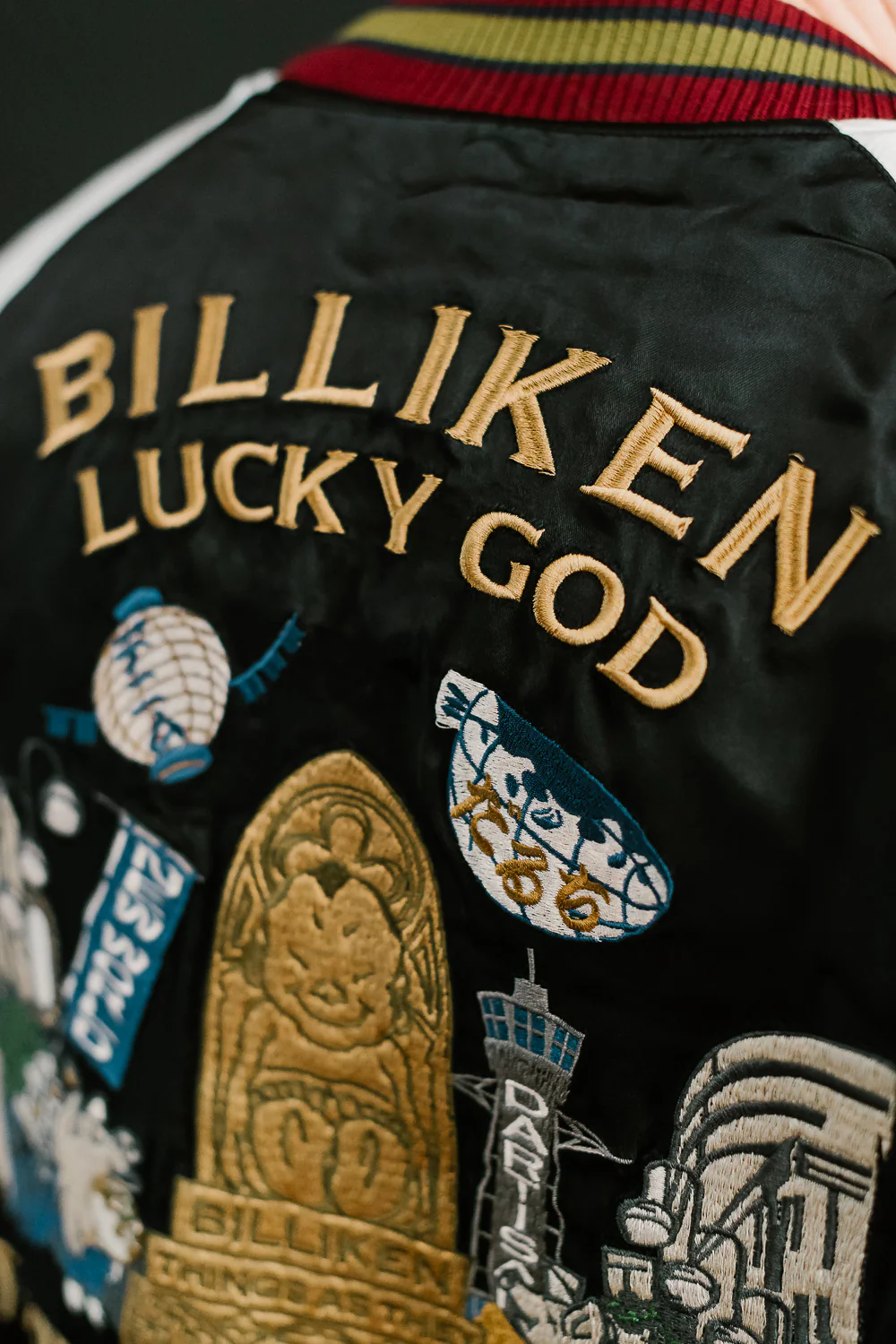 BILLI-002 - Billiken Collaboration Satin Sukajan Souvenir Jacket - Black x Green - Image 30
