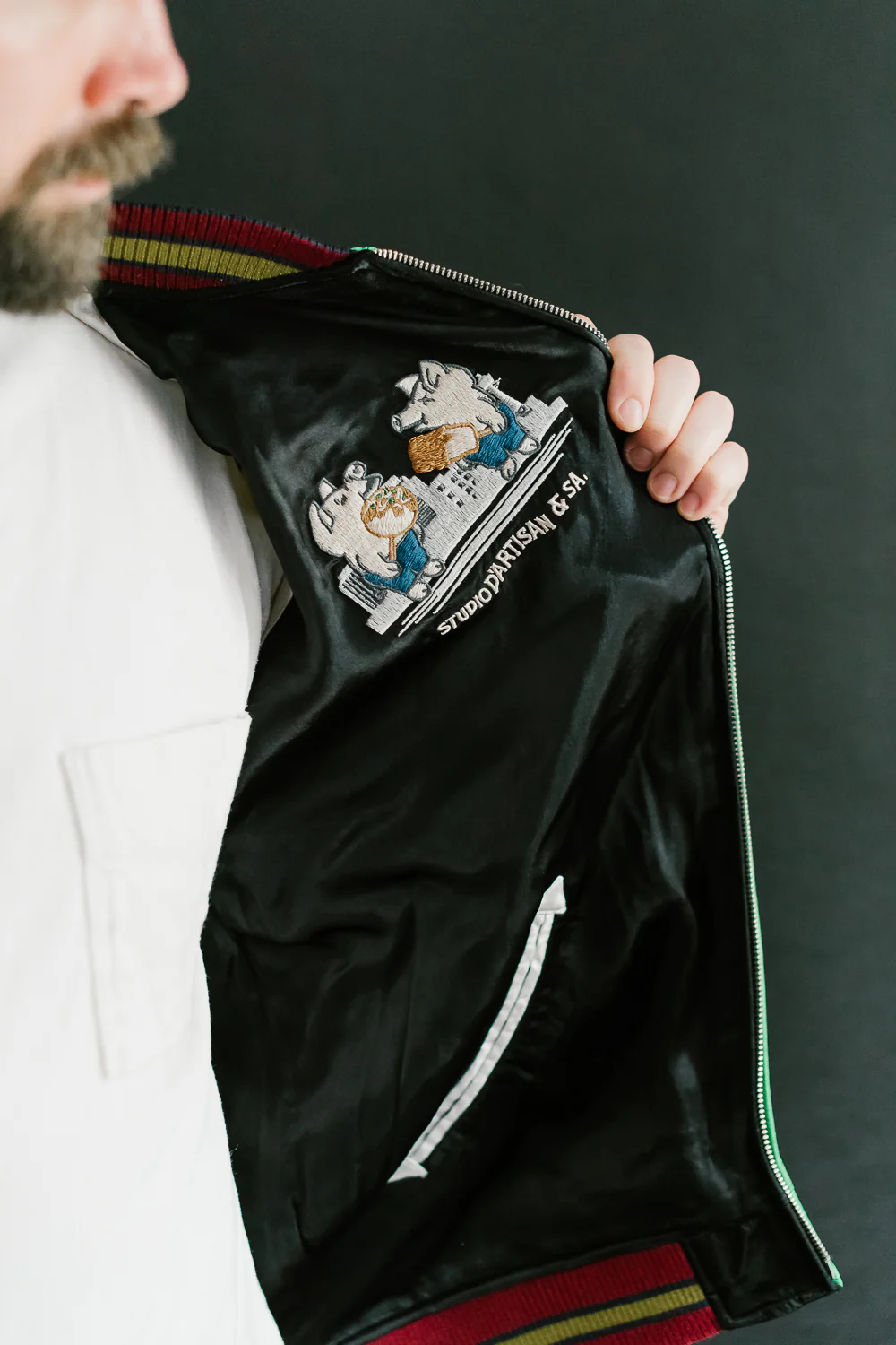 BILLI-002 - Billiken Collaboration Satin Sukajan Souvenir Jacket - Black x Green - Image 31
