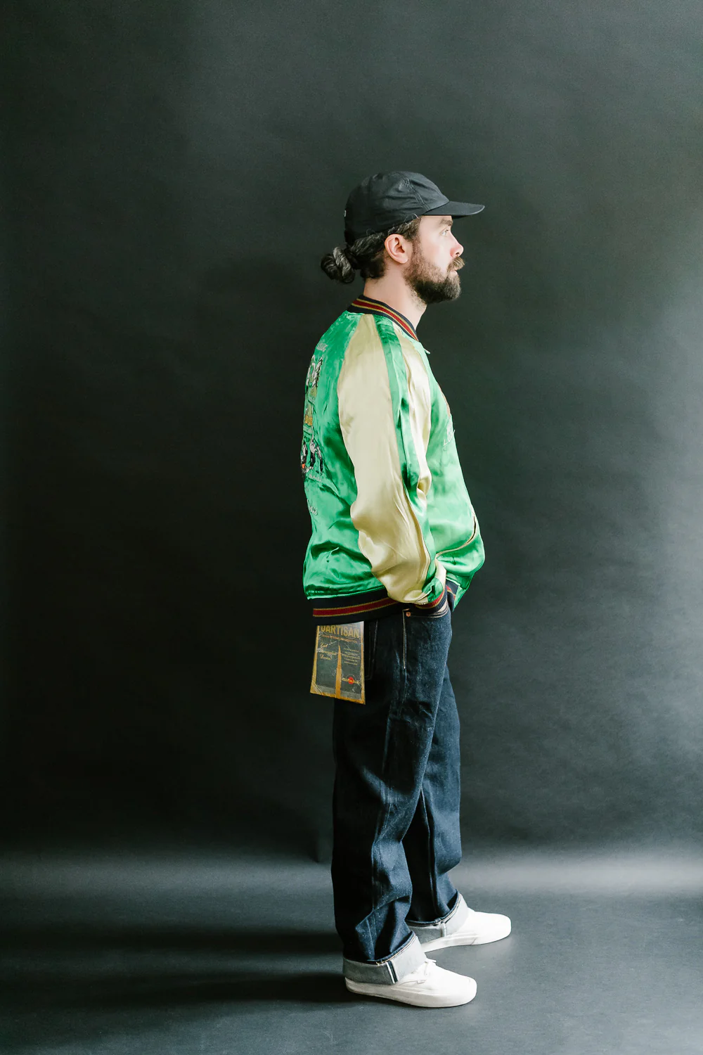 BILLI-002 - Billiken Collaboration Satin Sukajan Souvenir Jacket - Black x Green - Image 36