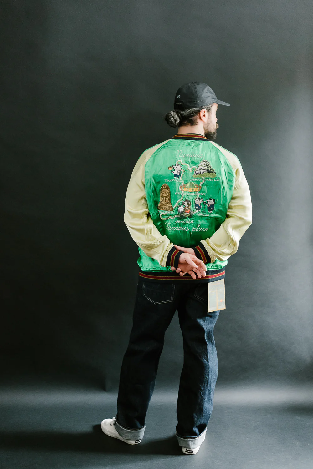 BILLI-002 - Billiken Collaboration Satin Sukajan Souvenir Jacket - Black x Green - Image 37