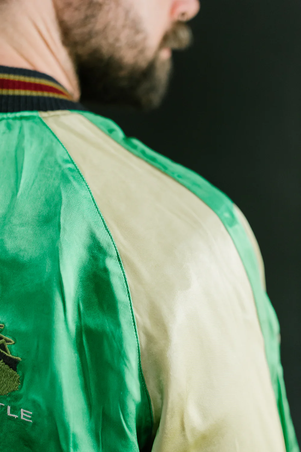 BILLI-002 - Billiken Collaboration Satin Sukajan Souvenir Jacket - Black x Green - Image 49