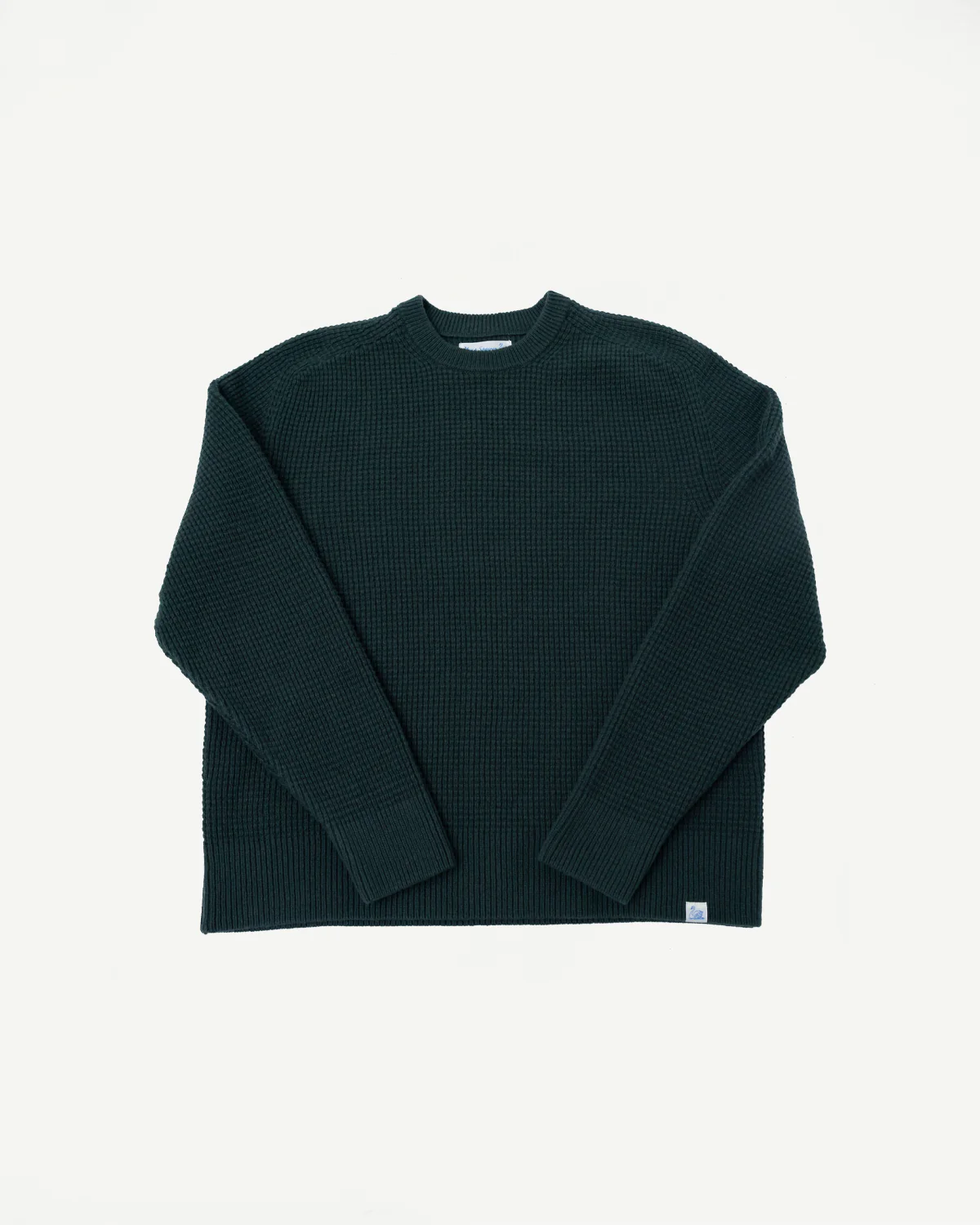 BLADE02.612 - Merino Wool Cashmere Blend Waffle Pullover Relaxed Fit - Bottle Green