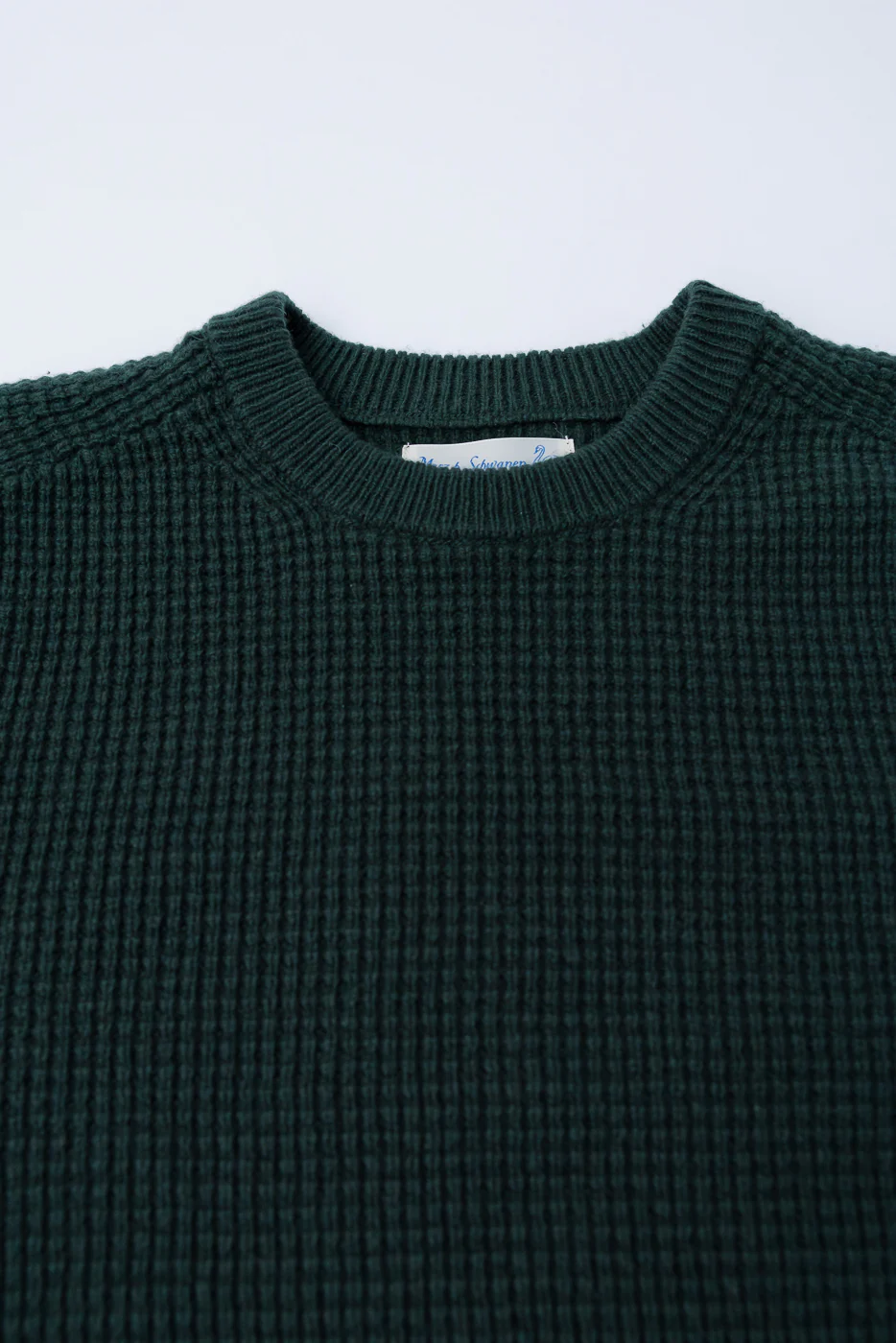 BLADE02.612 - Merino Wool Cashmere Blend Waffle Pullover Relaxed Fit - Bottle Green - Image 2