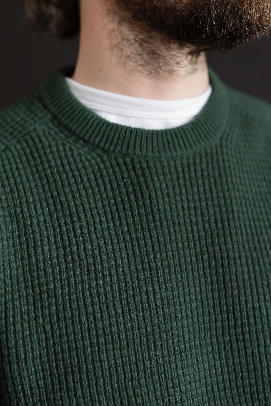 BLADE02.612 - Merino Wool Cashmere Blend Waffle Pullover Relaxed Fit - Bottle Green - Image 21