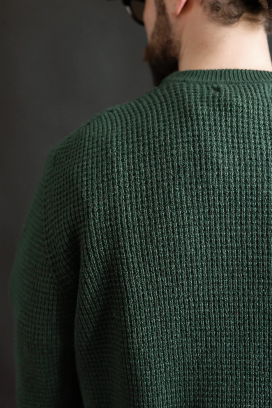 BLADE02.612 - Merino Wool Cashmere Blend Waffle Pullover Relaxed Fit - Bottle Green - Image 22