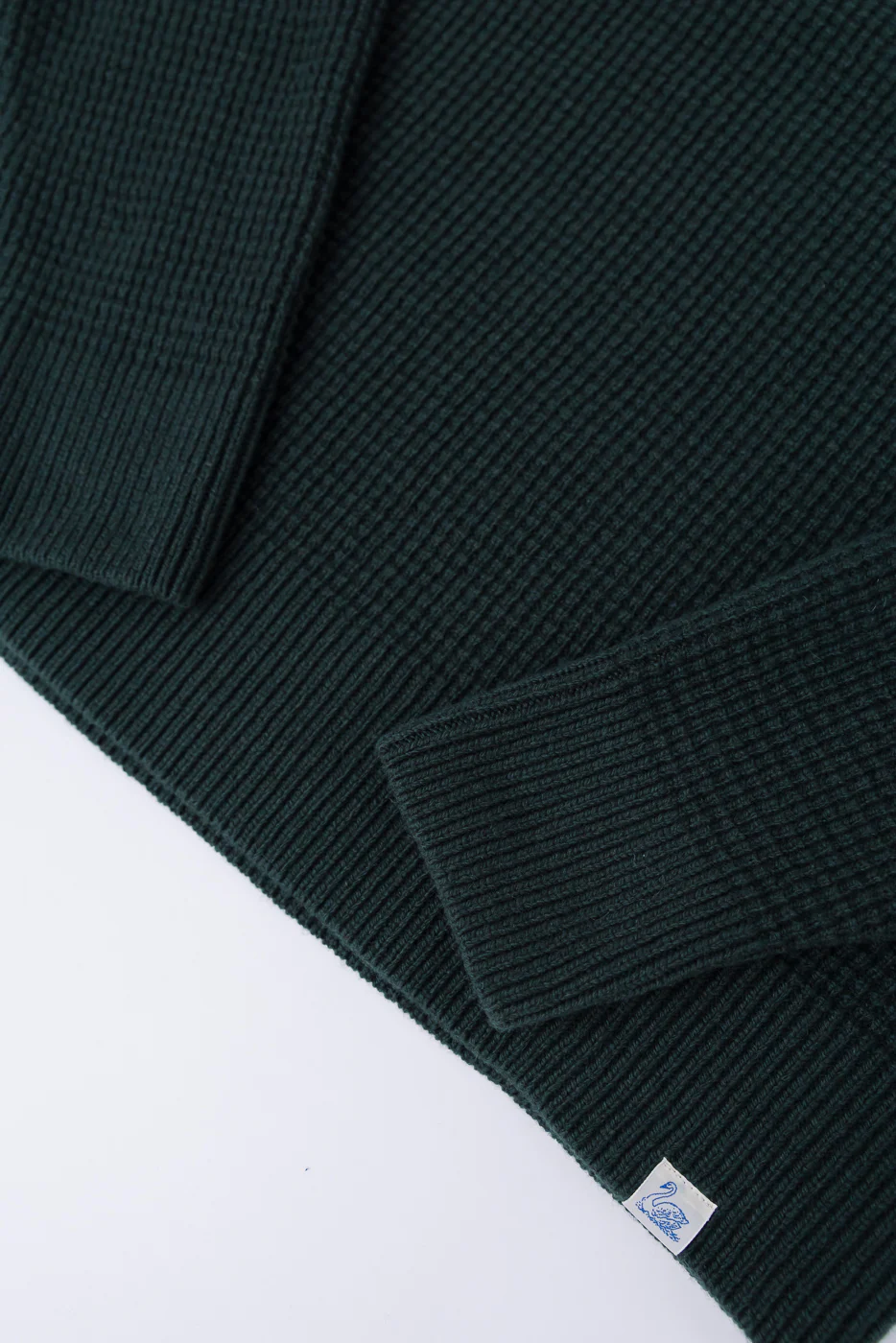 BLADE02.612 - Merino Wool Cashmere Blend Waffle Pullover Relaxed Fit - Bottle Green - Image 3