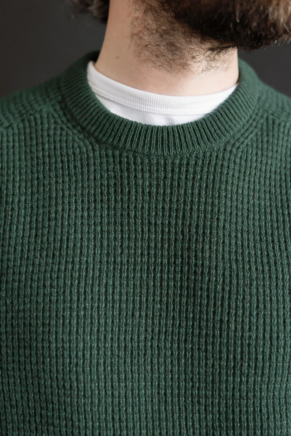 BLADE02.612 - Merino Wool Cashmere Blend Waffle Pullover Relaxed Fit - Bottle Green - Image 5