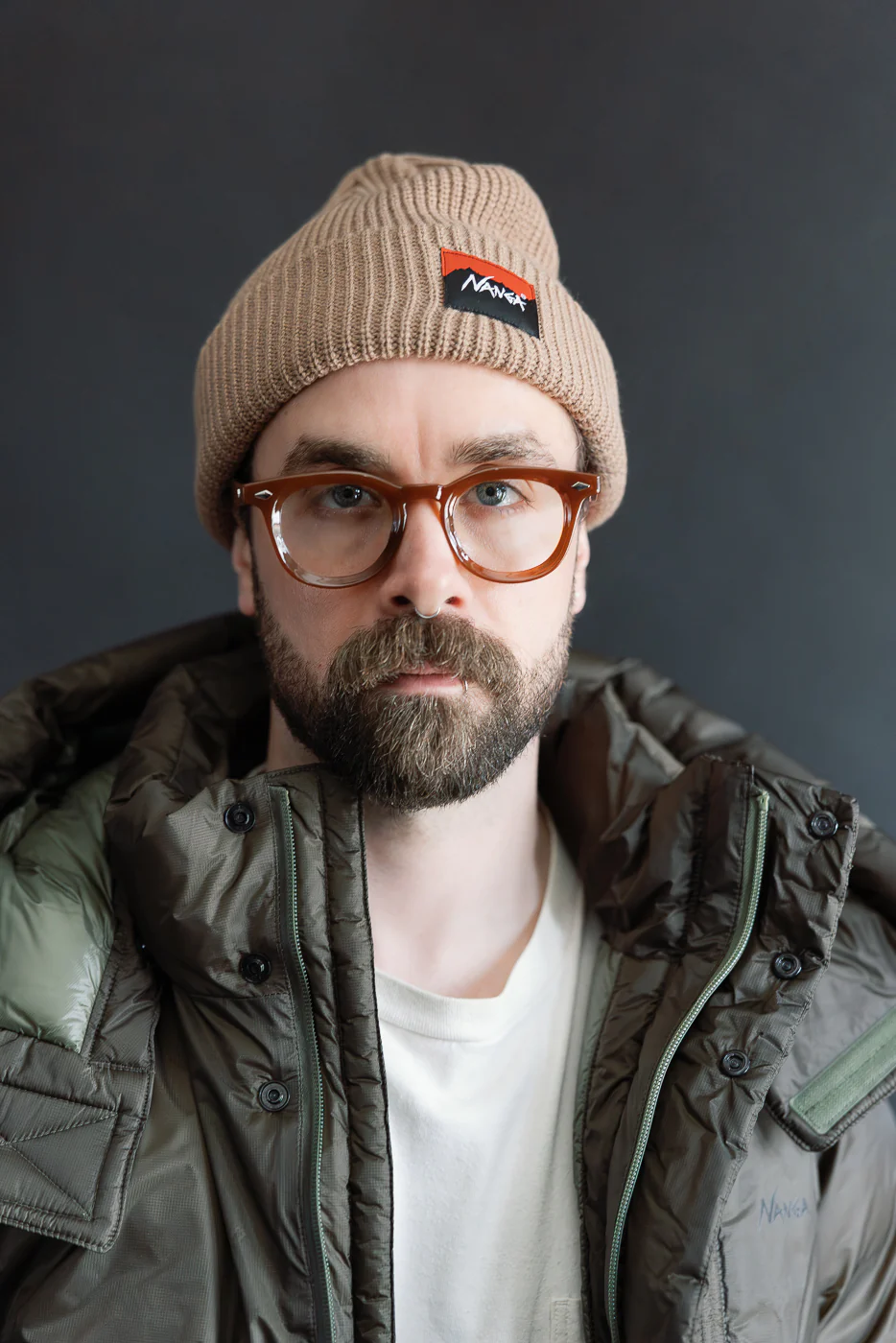 Box Logo Bulky Beanie - Beige - Image 4