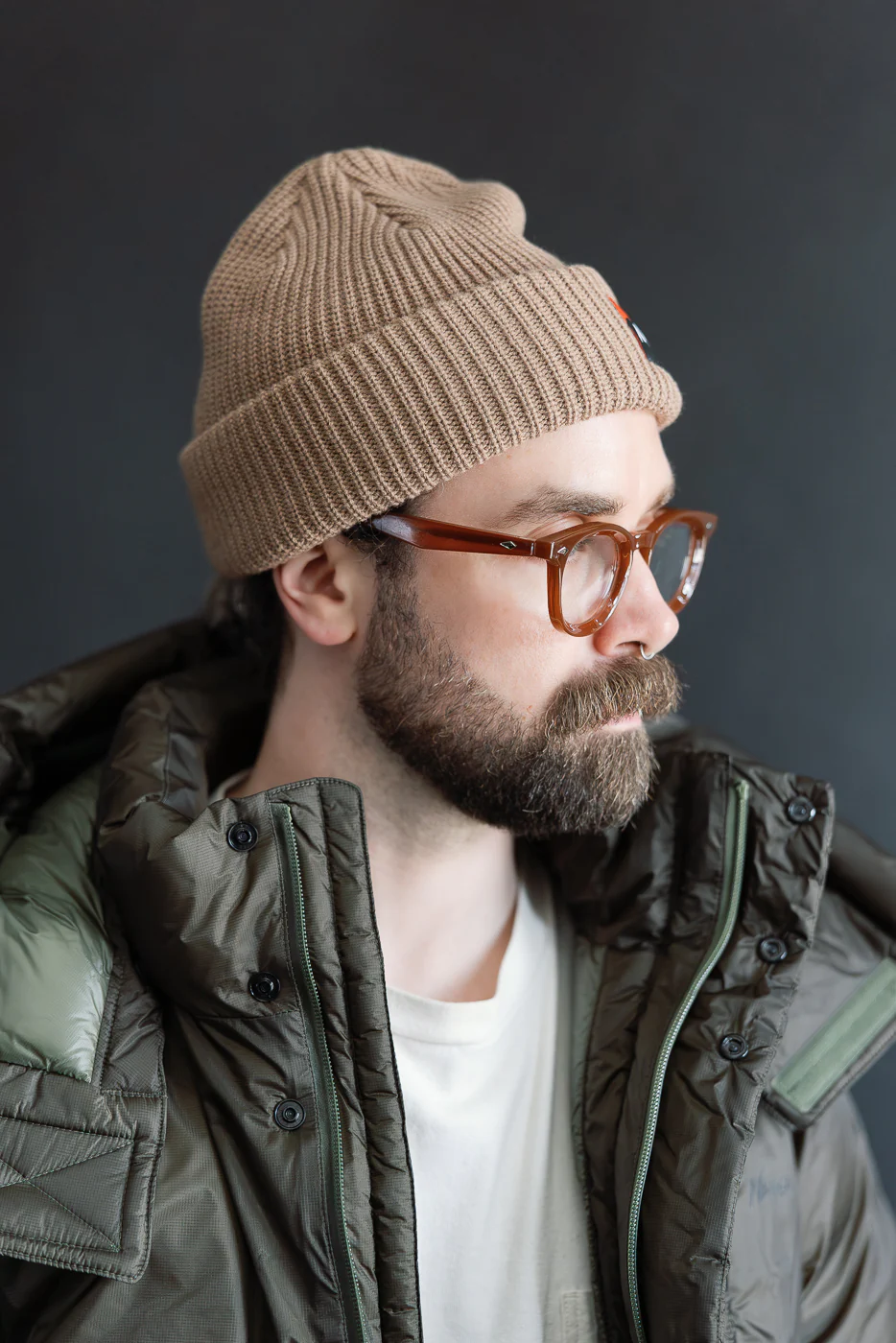 Box Logo Bulky Beanie - Beige - Image 5