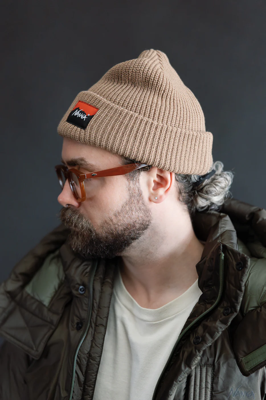 Box Logo Bulky Beanie - Beige - Image 6