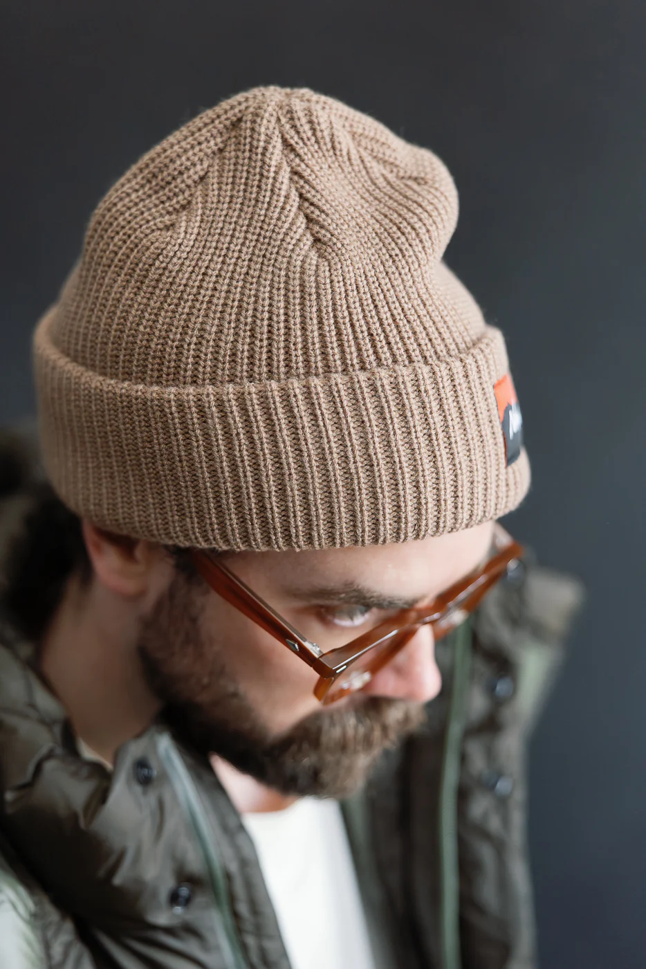 Box Logo Bulky Beanie - Beige - Image 7