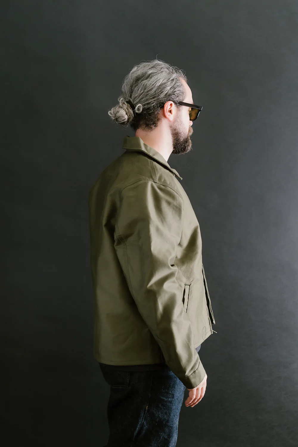 Brushed Jungle Cloth Zip Jacket - Army - Image 10