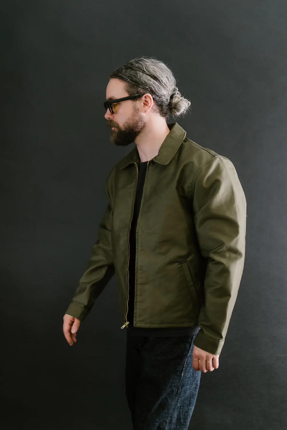 Brushed Jungle Cloth Zip Jacket - Army - Image 13