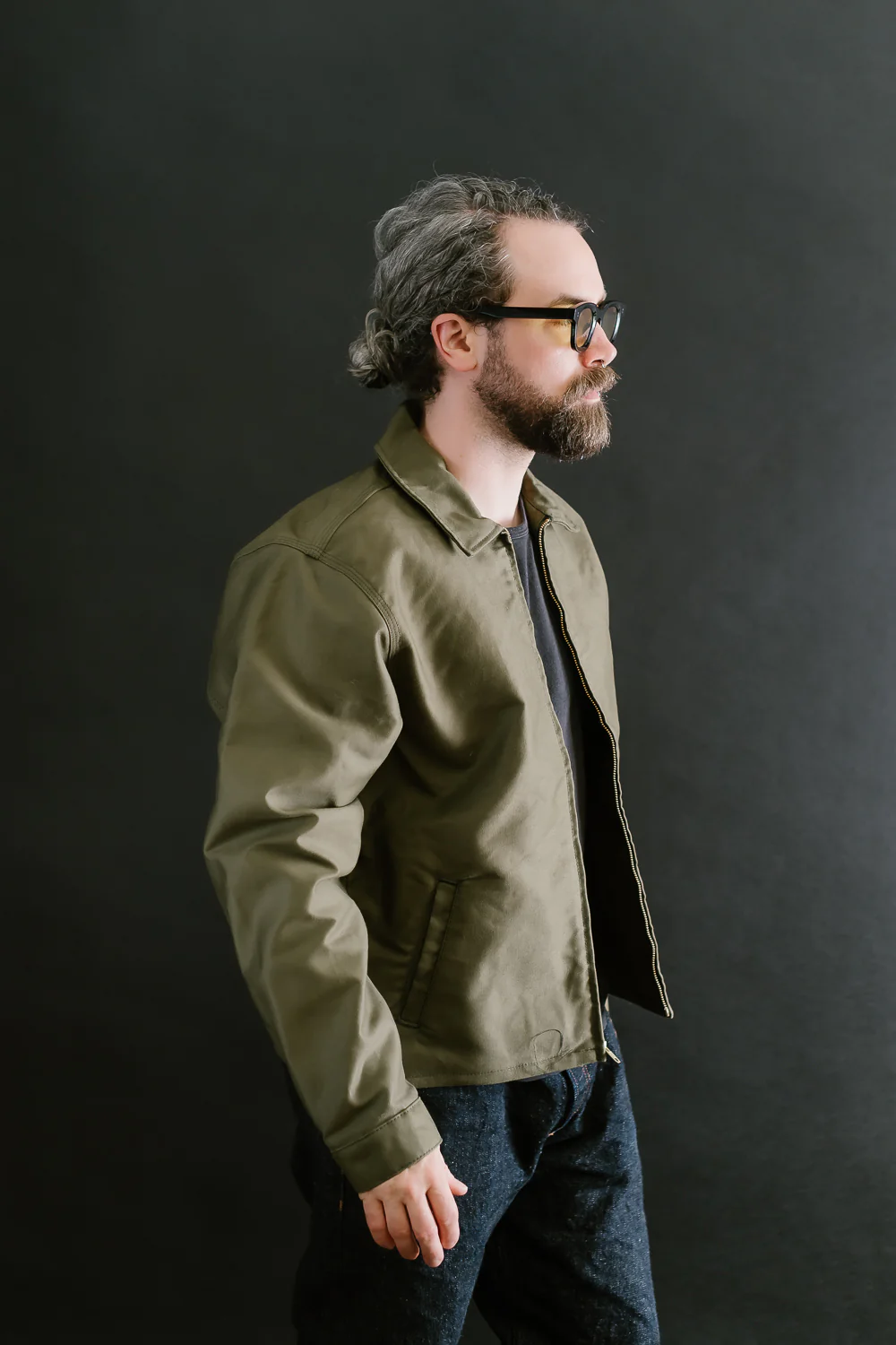 Brushed Jungle Cloth Zip Jacket - Army - Image 9