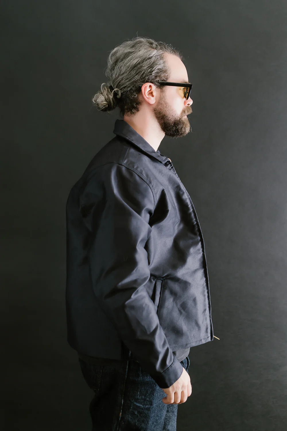 Brushed Jungle Cloth Zip Jacket - Navy - Image 10