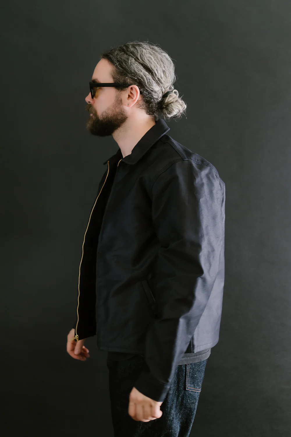 Brushed Jungle Cloth Zip Jacket - Navy - Image 13