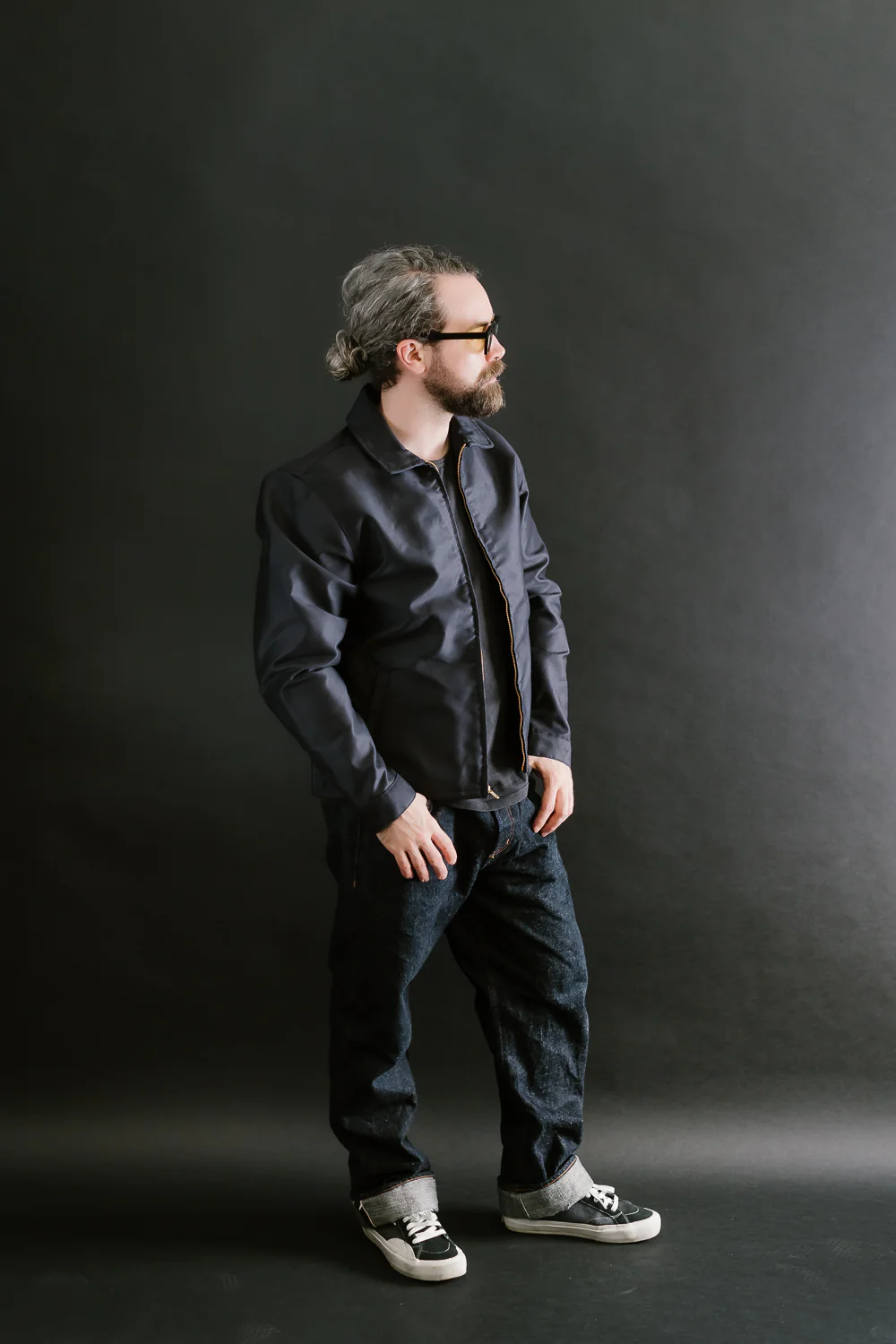 Brushed Jungle Cloth Zip Jacket - Navy - Image 6