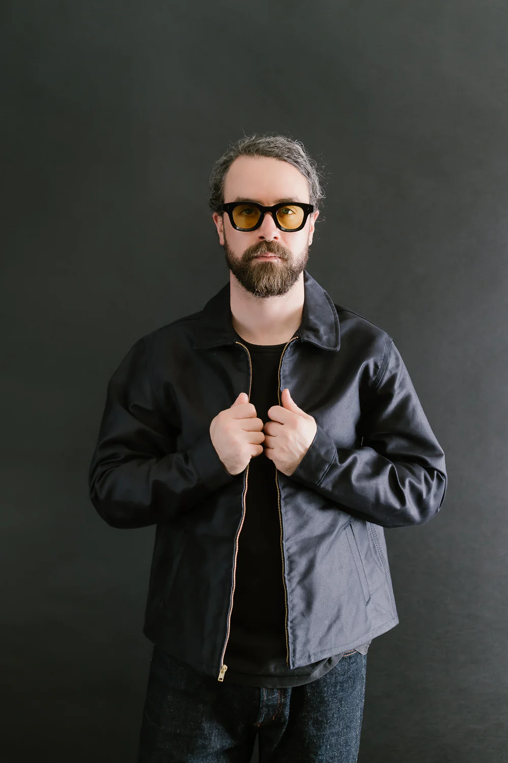 Brushed Jungle Cloth Zip Jacket - Navy - Image 8