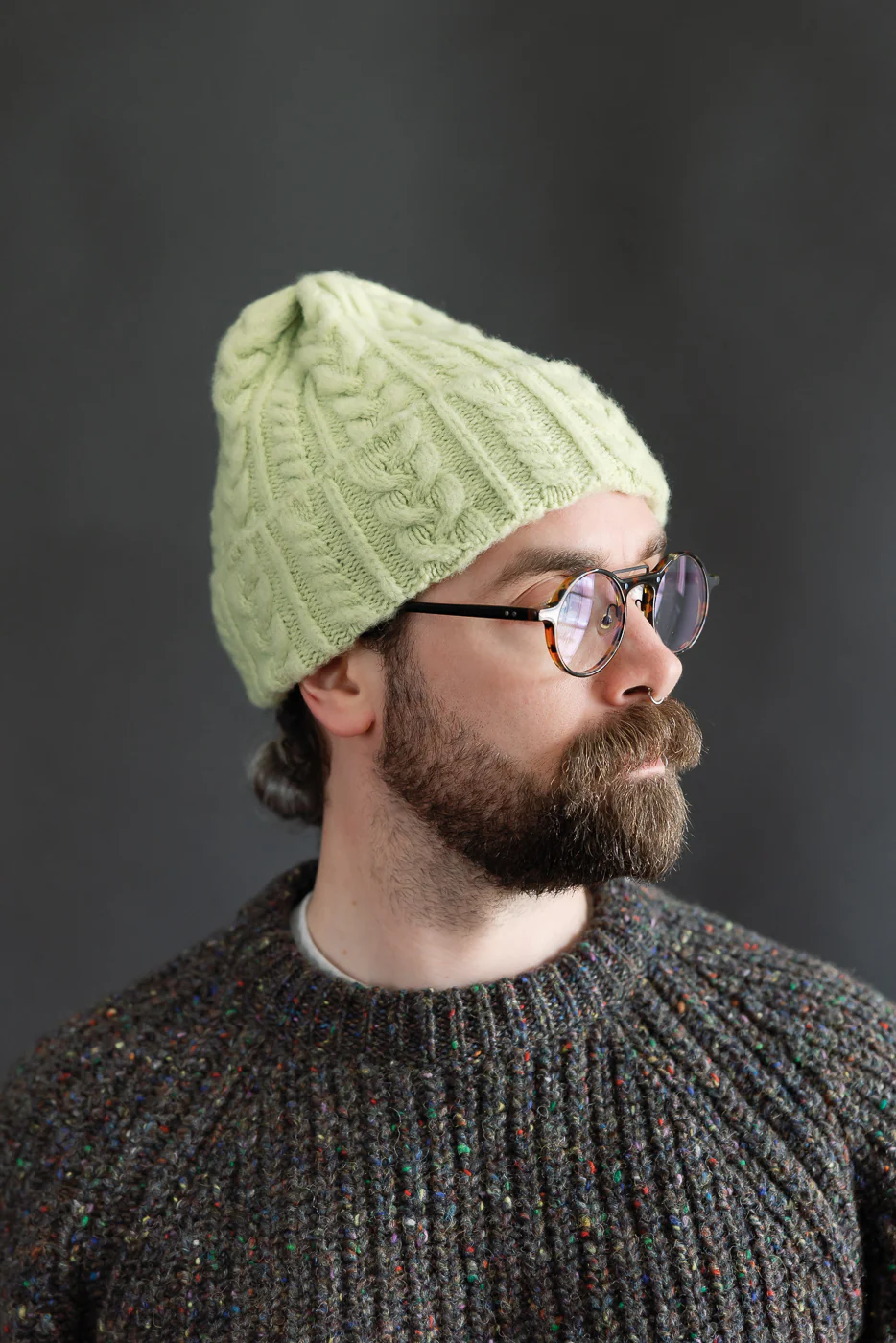 Cable Festival Hat - Soft Green - Image 3