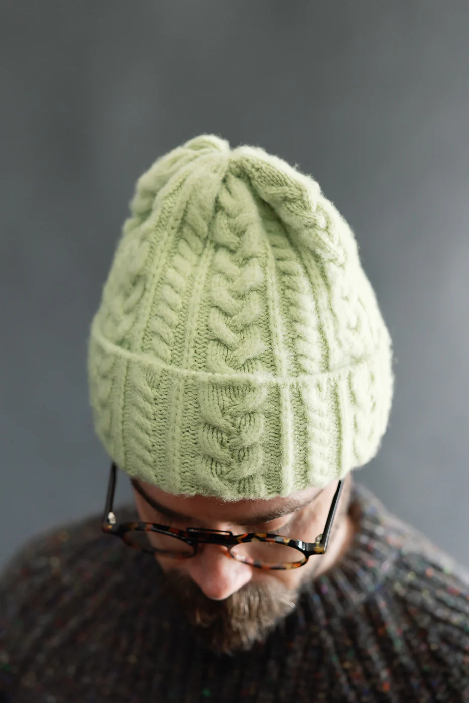 Cable Festival Hat - Soft Green - Image 6