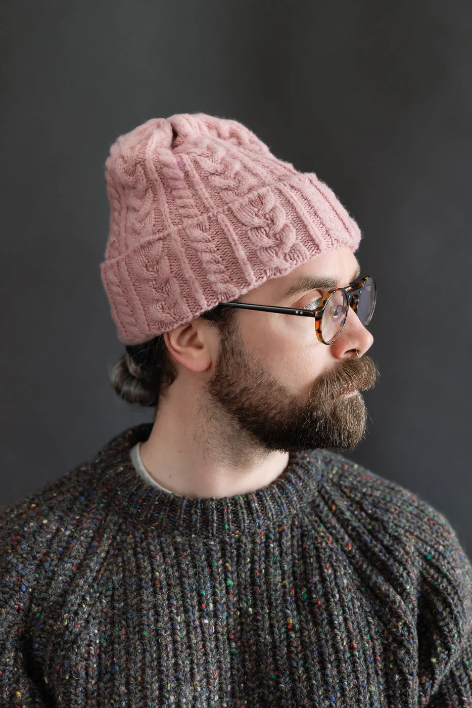 Cable Festival Hat - Soft Pink - Image 4