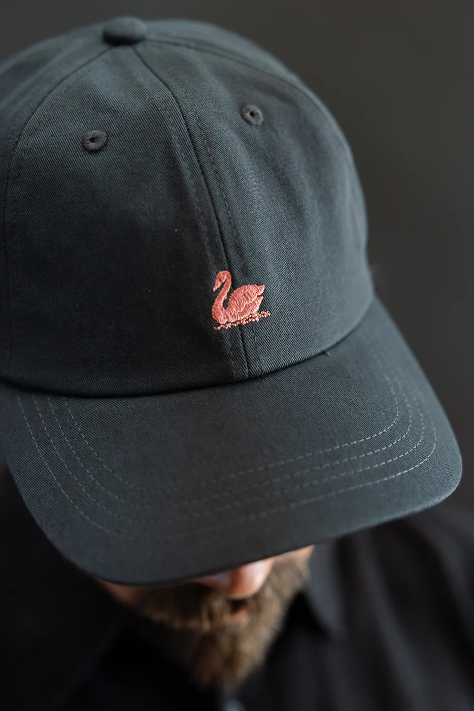 CAP01.98 - Swan Logo Cotton Twill Cap - Charcoal, Rosewood - Image 10