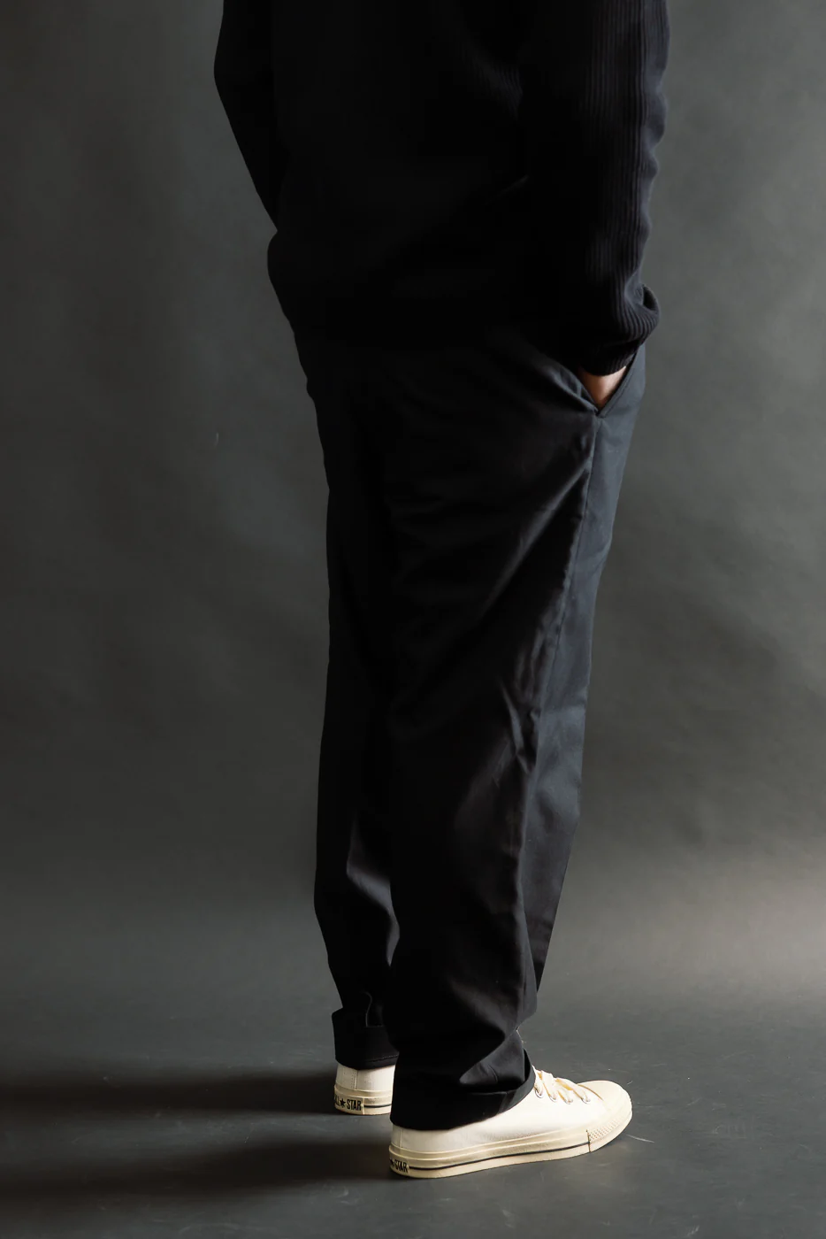 CHINO01WOCO.99 - 1920s Refined Wool-Cotton Worker Chino - Deep Black - Image 11