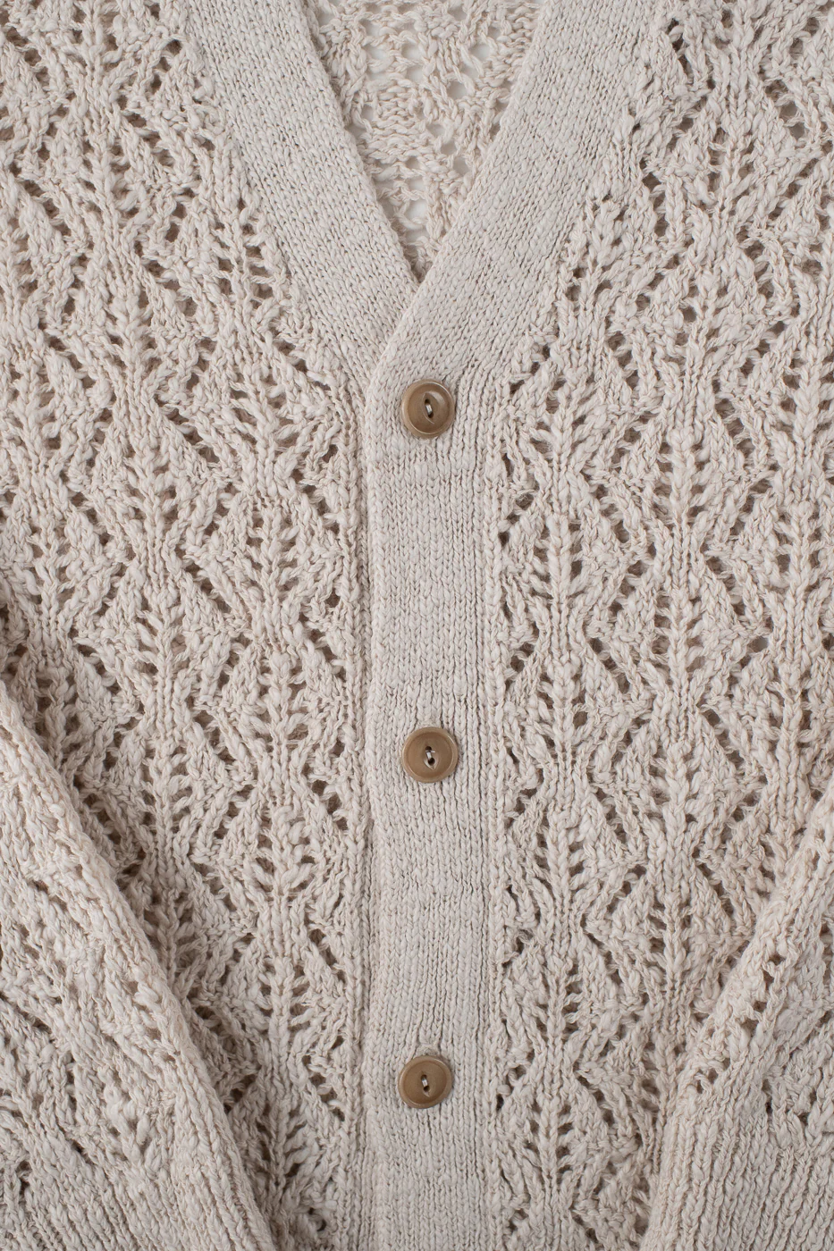 Classic Cardigan Flamme Lace Knit - Ecru - Image 3