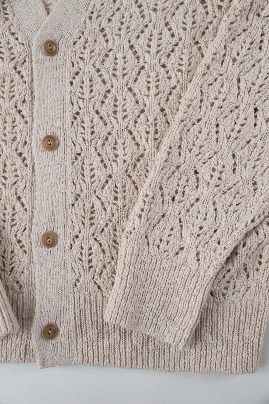 Classic Cardigan Flamme Lace Knit - Ecru - Image 4