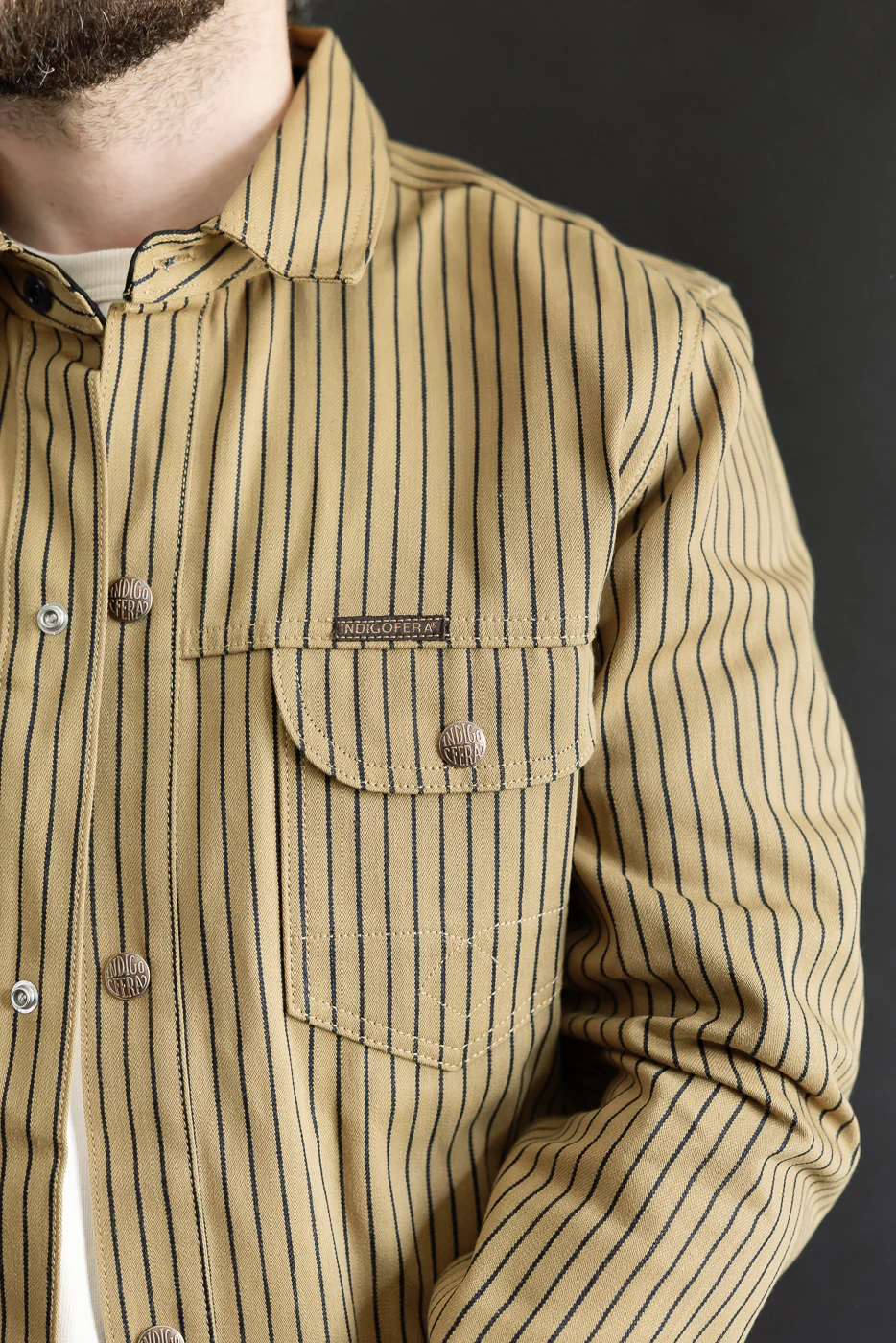 12oz - Copeland Shirt Jack Root Stripe - Beige, Indigo - Image 17