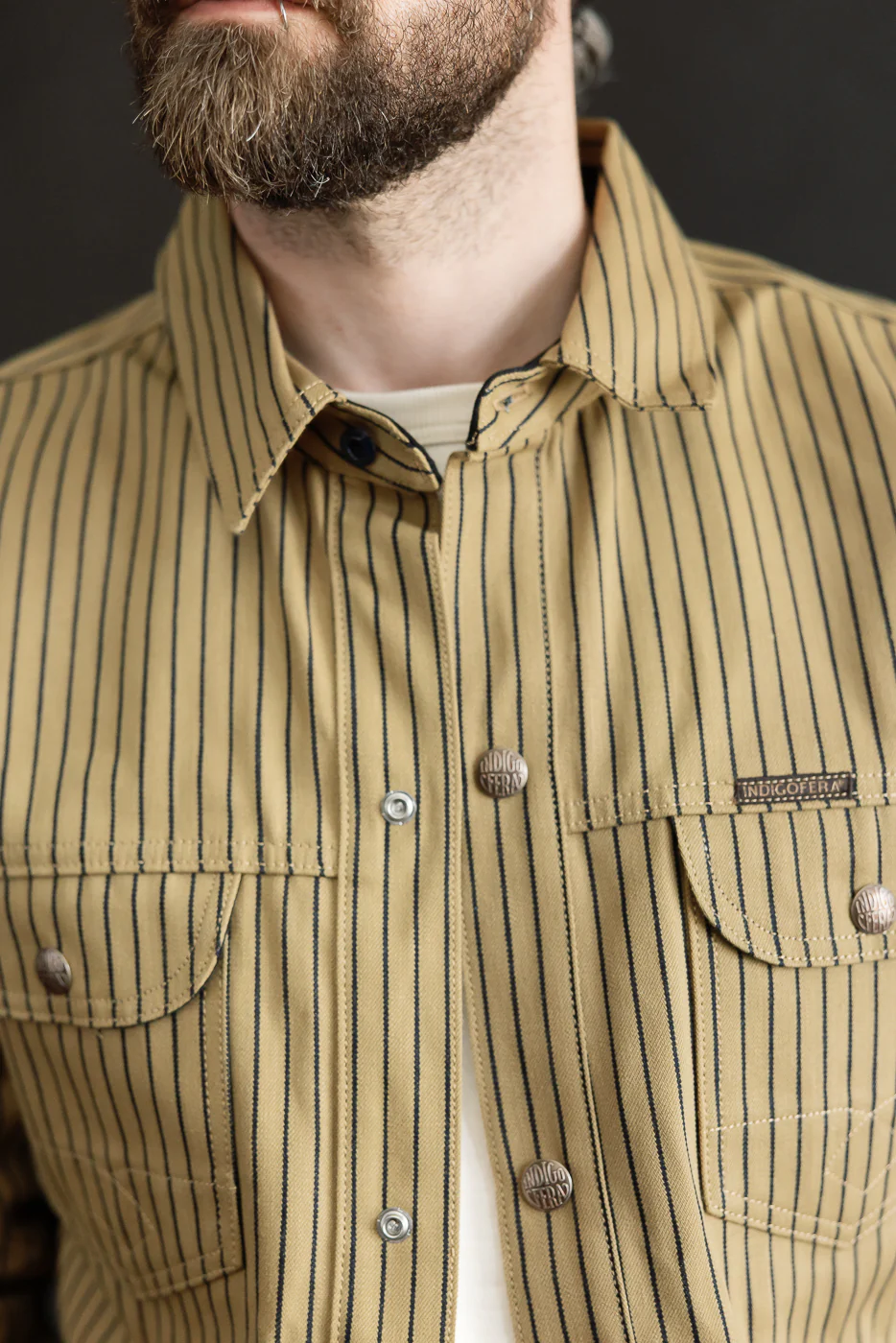 12oz - Copeland Shirt Jack Root Stripe - Beige, Indigo - Image 18