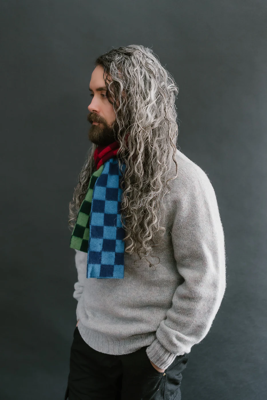 Cosmic Checkerboard Scarf - Forest - Image 7