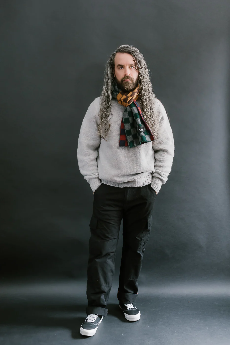 Cosmic Checkerboard Scarf - Navy - Image 4
