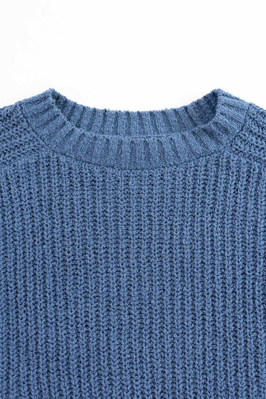 Cotton Crewneck Bouclé Sweater - Lapis - Image 2