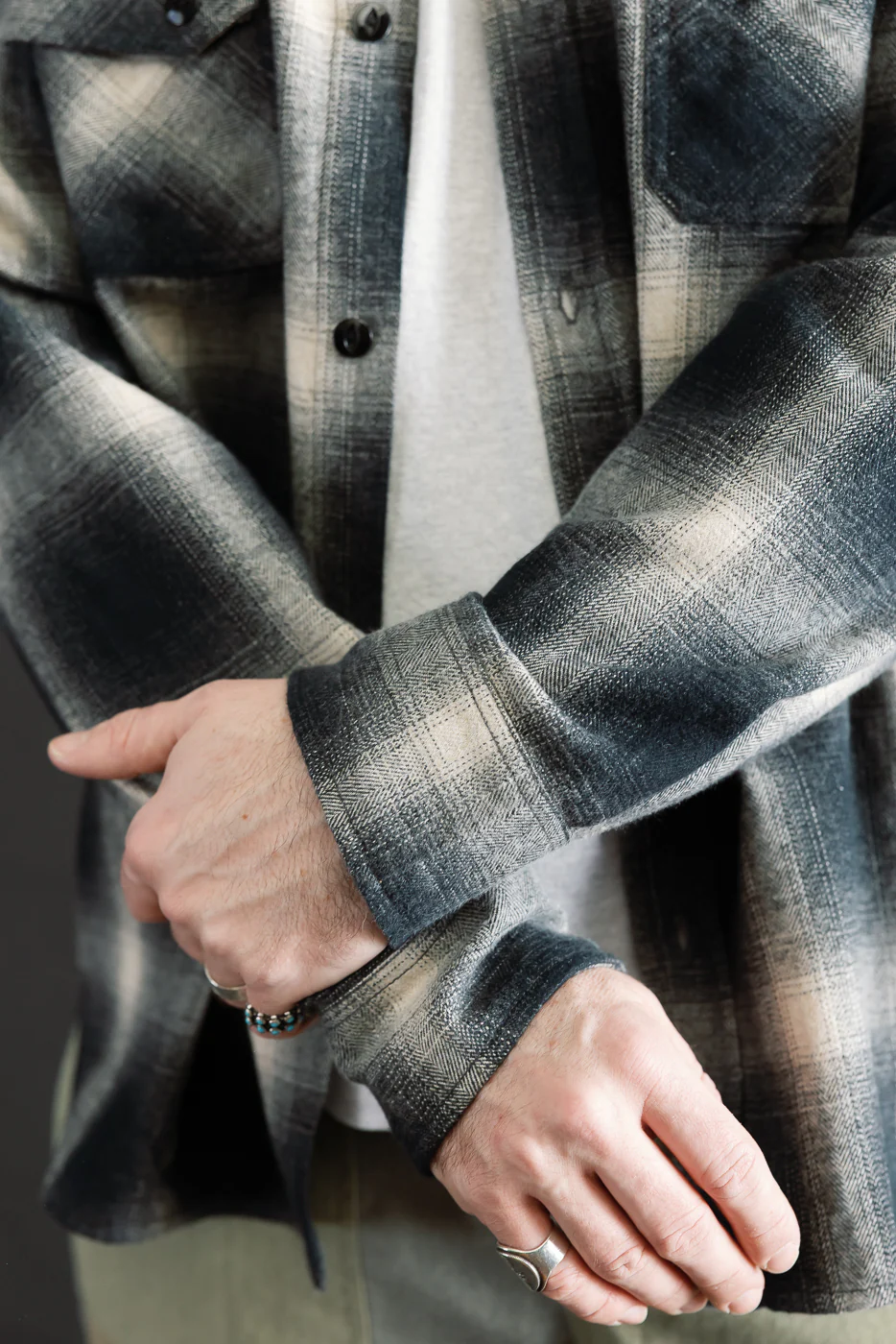 Crosscut Flannel - Black Ombré Plaid - Image 17