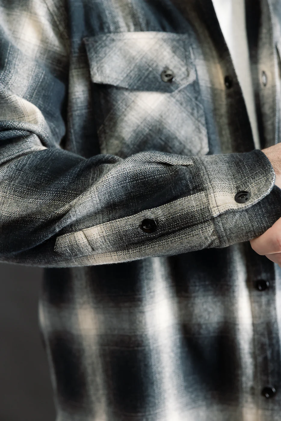 Crosscut Flannel - Black Ombré Plaid - Image 23