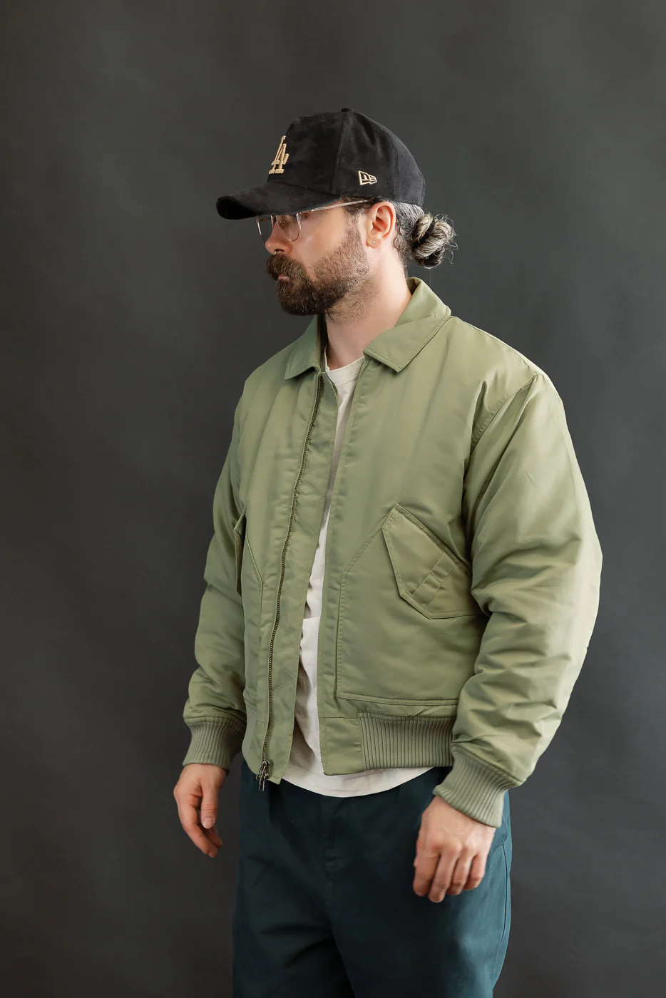 CWU Aviator Satin Flight Jacket - Sage - Image 11