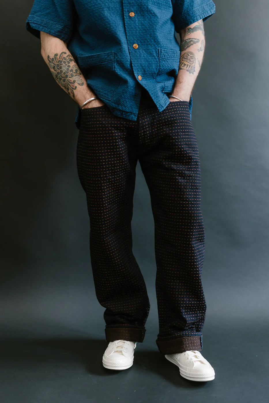 D1897RS - 15.5oz "Kakishibu Sashiko" Indigo Jacquard Denim - Dant Exclusive Regular Straight - Image 10