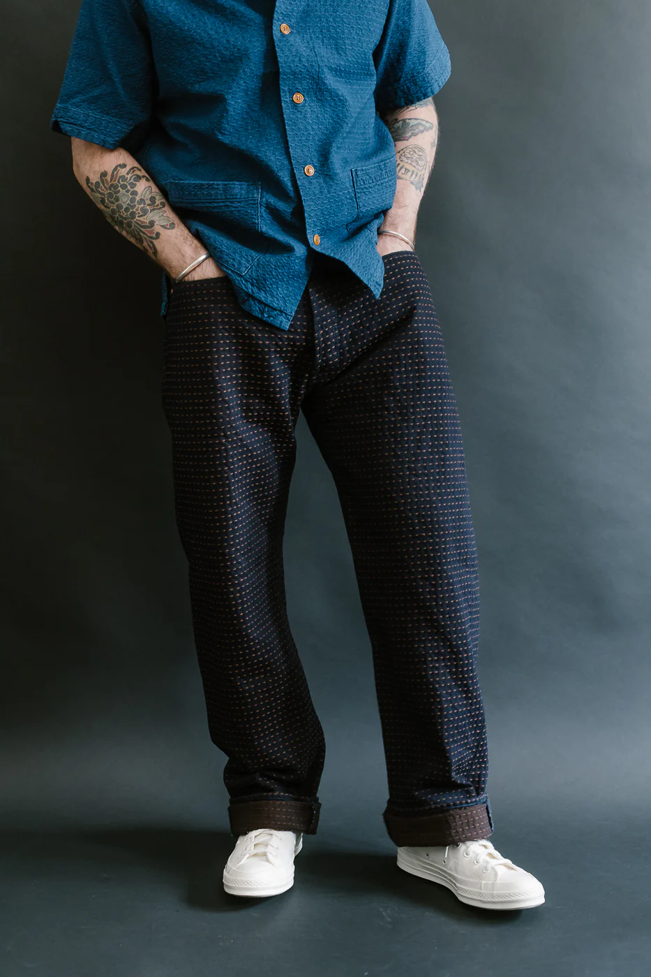 D1897RS - 15.5oz "Kakishibu Sashiko" Indigo Jacquard Denim - Dant Exclusive Regular Straight - Image 16