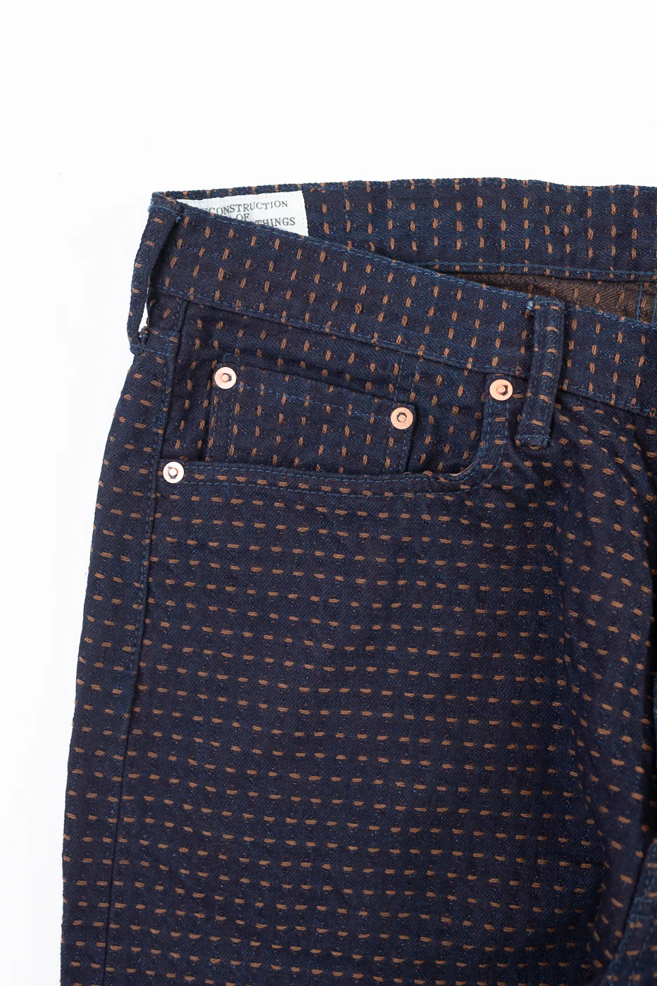 D1897RS - 15.5oz "Kakishibu Sashiko" Indigo Jacquard Denim - Dant Exclusive Regular Straight - Image 4