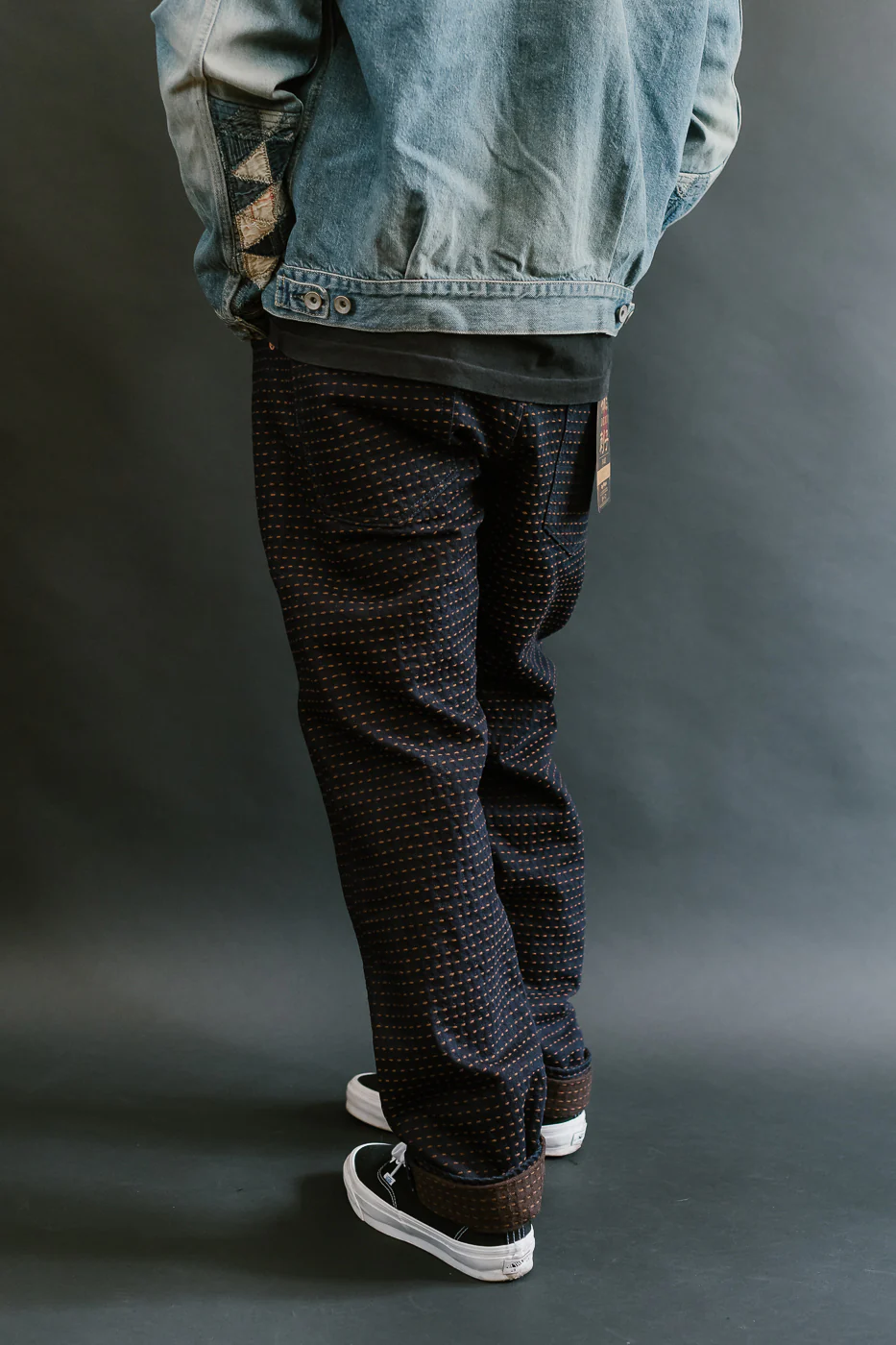 D1897S - 15.5oz "Kakishibu Sashiko" Indigo Jacquard Denim - Relaxed Taper - Image 11