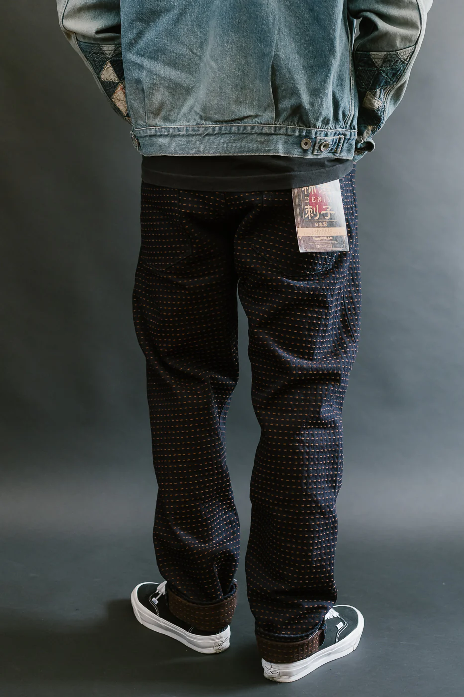 D1897S - 15.5oz "Kakishibu Sashiko" Indigo Jacquard Denim - Relaxed Taper - Image 12