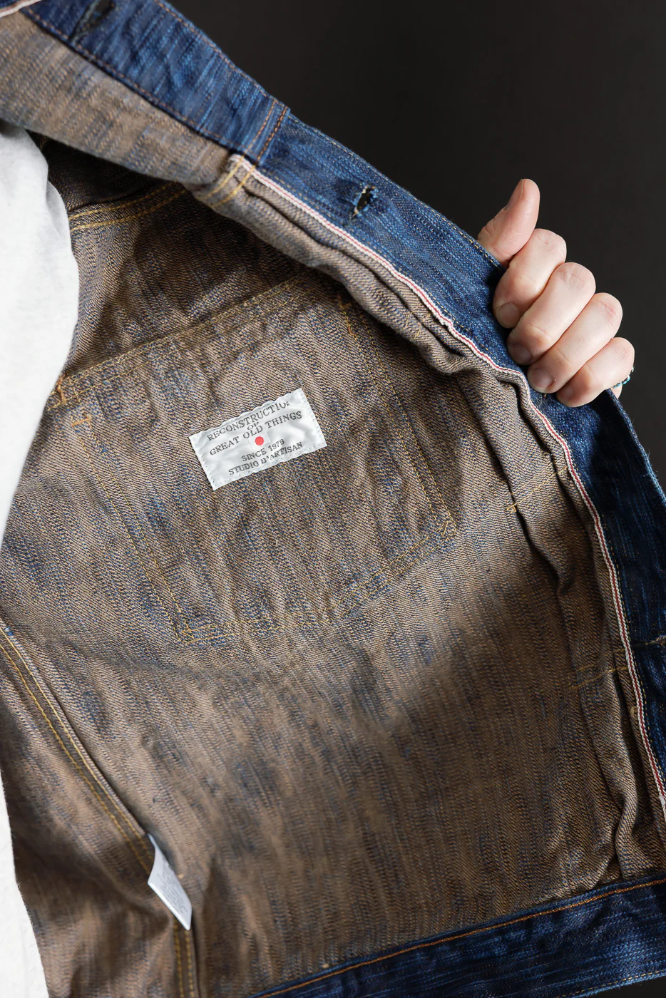 D4615 - 15oz "Awa Sho-Ai Kakishibu" Natural Indigo x Kakishibu Selvedge Jacket - Type II - Image 20