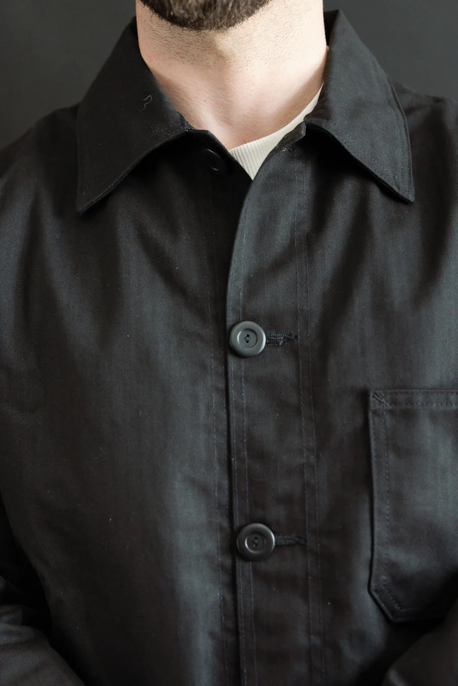 Dant Exclusive Dry Wax Woven Chore Coat - Black HB - Image 14
