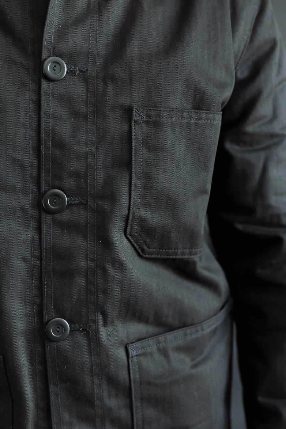 Dant Exclusive Dry Wax Woven Chore Coat - Black HB - Image 15