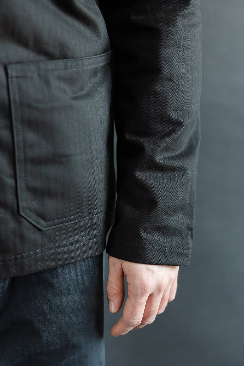Dant Exclusive Dry Wax Woven Chore Coat - Black HB - Image 16