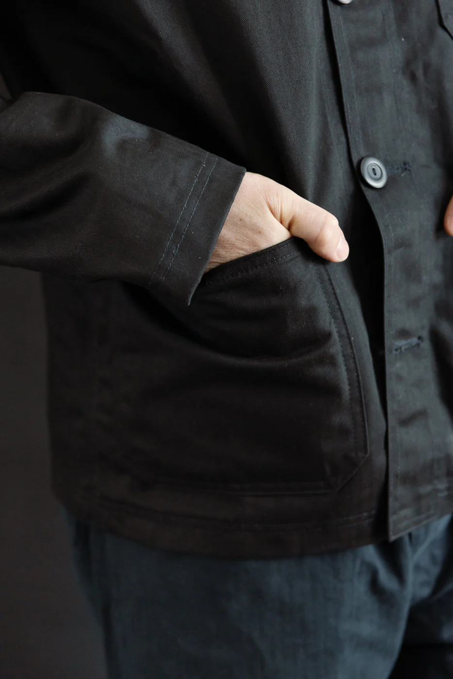 Dant Exclusive Dry Wax Woven Chore Coat - Black HB - Image 17