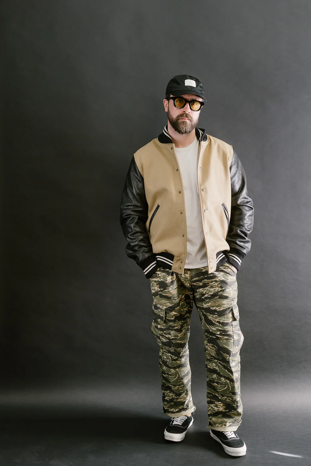 Dant x Dehen - Varsity Jacket - Camel, Black - Image 7